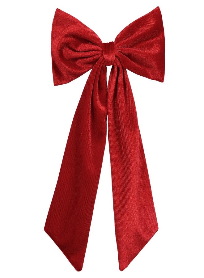melyde 6.5 Inch Velvet Hair Bow Clip Classic Bowknot Ponytail Holder Long Velvet Ribbon Barrette Hair Accessories for Women Girls, Red - Image 1